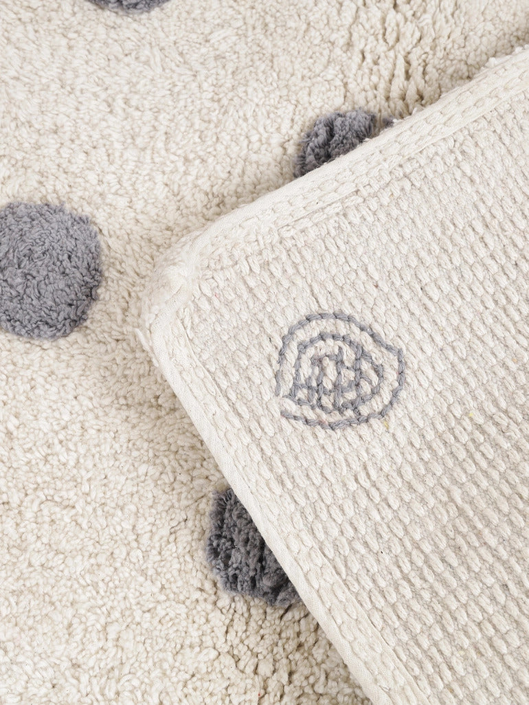 Grey & White Spot Tufted Bath Mat