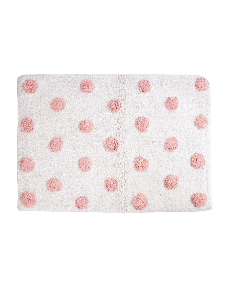 Pink & White Spot Tufted Bath Mat