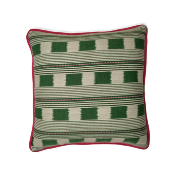 Christopher Farr Lost & Found Green Cushion - Upstairs Downstairs Interiors
