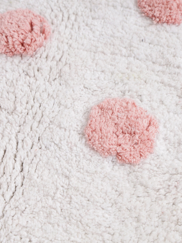 Pink & White Spot Tufted Bath Mat