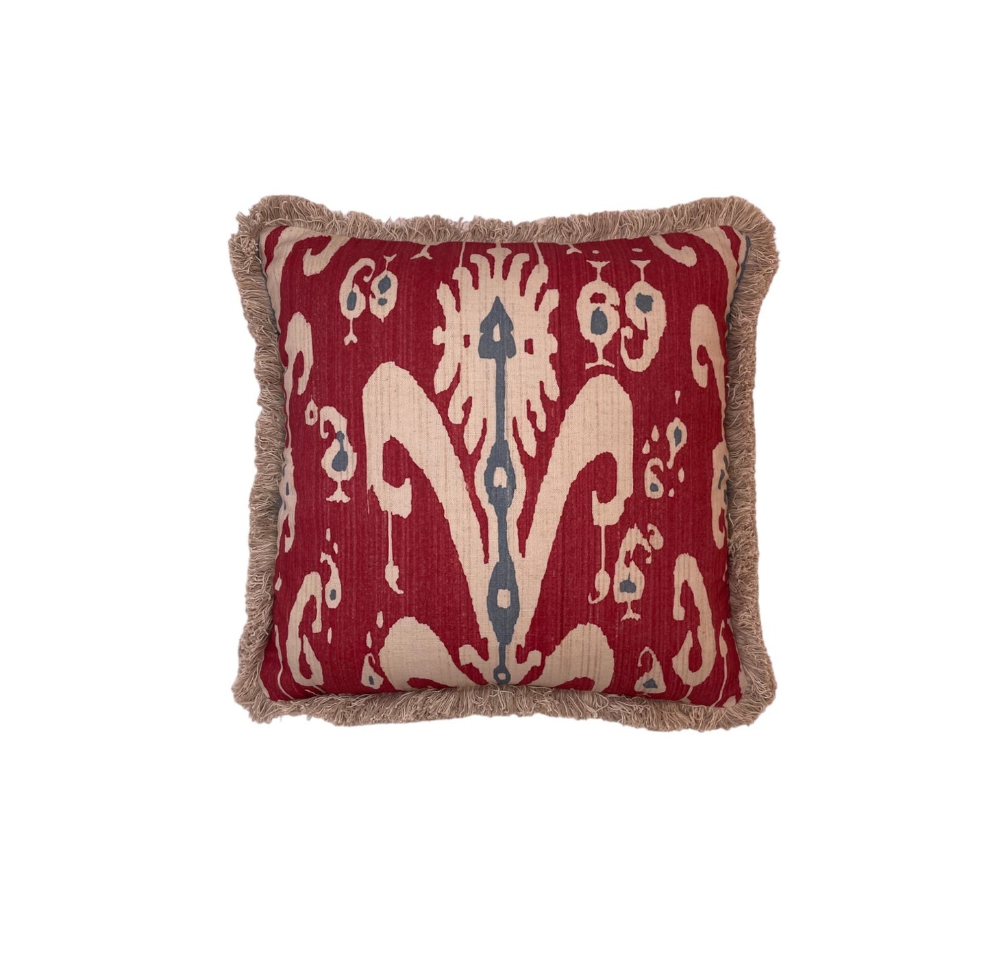 Alison Gee Amir Warm Red and Blue Cushion | Made to Measure - Upstairs Downstairs Interiors