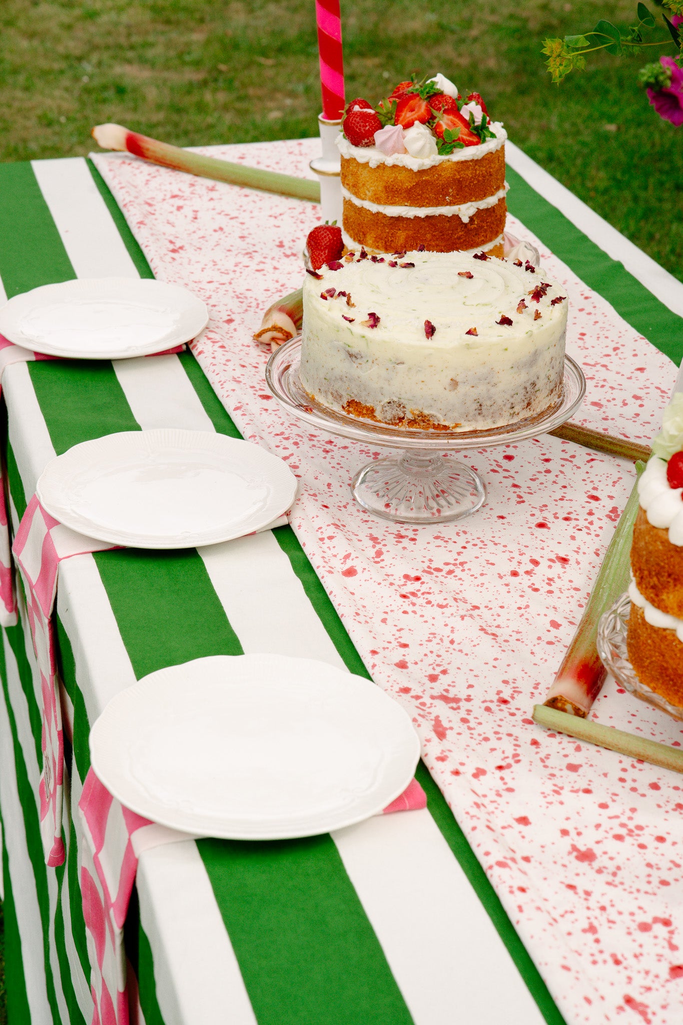 Green Stripe Tablecloth - Upstairs Downstairs Interiors