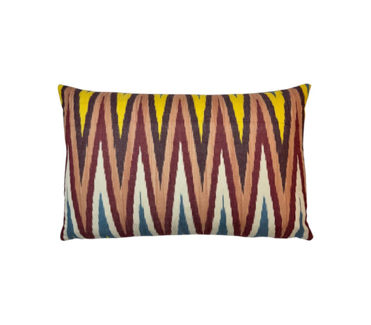 Silk Ikat Multi Zig Zag Rectangle Cushion - Large