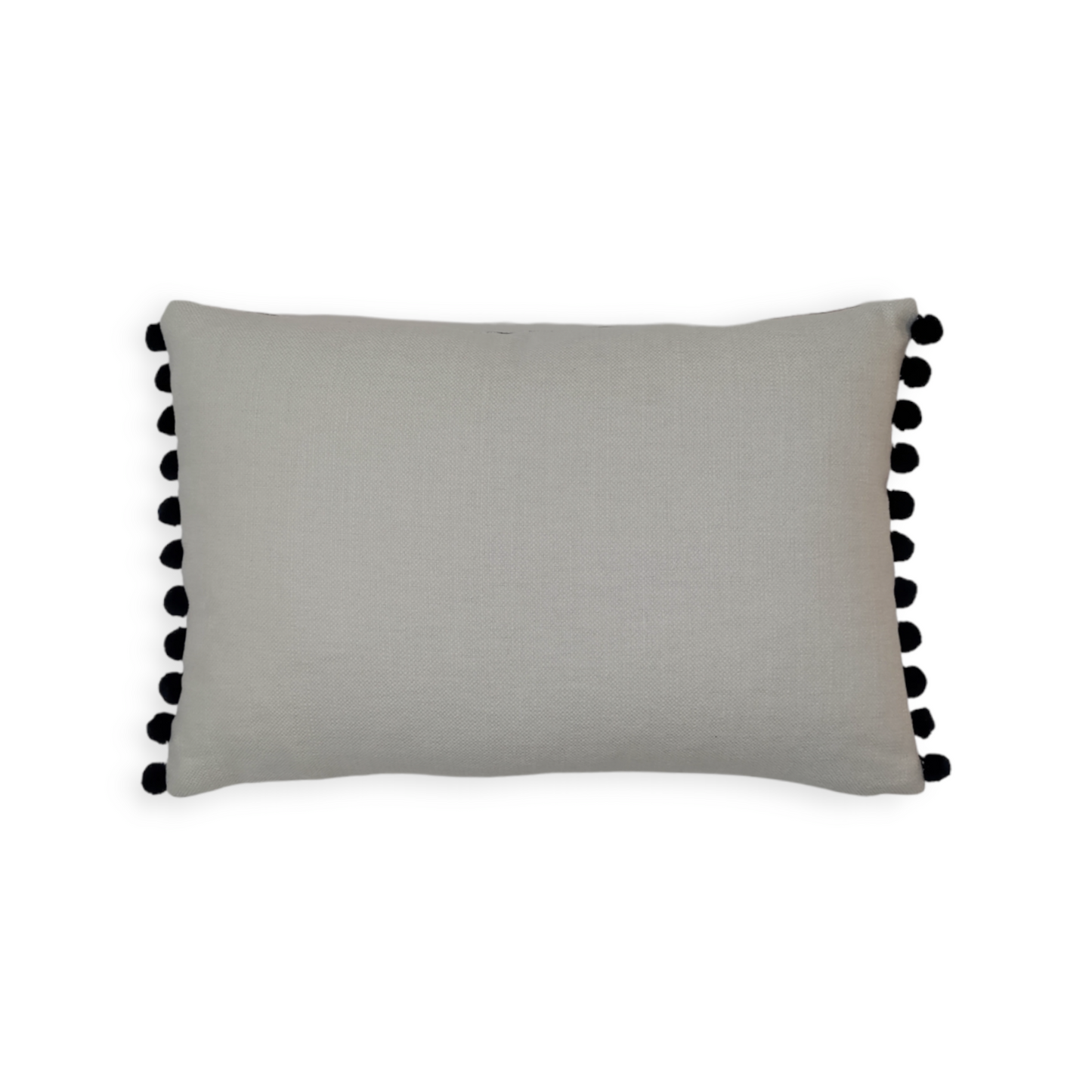 Jane Churchill Jaru Ikat Cushion With Navy Pom Poms