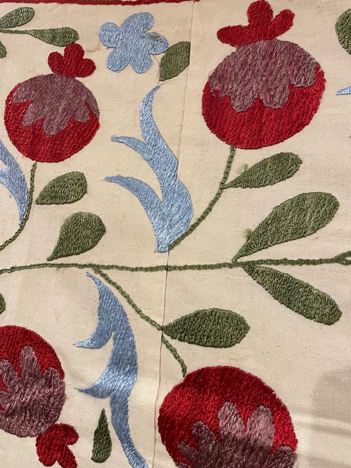 Large Vintage Red Berries Suzani - Upstairs Downstairs Interiors