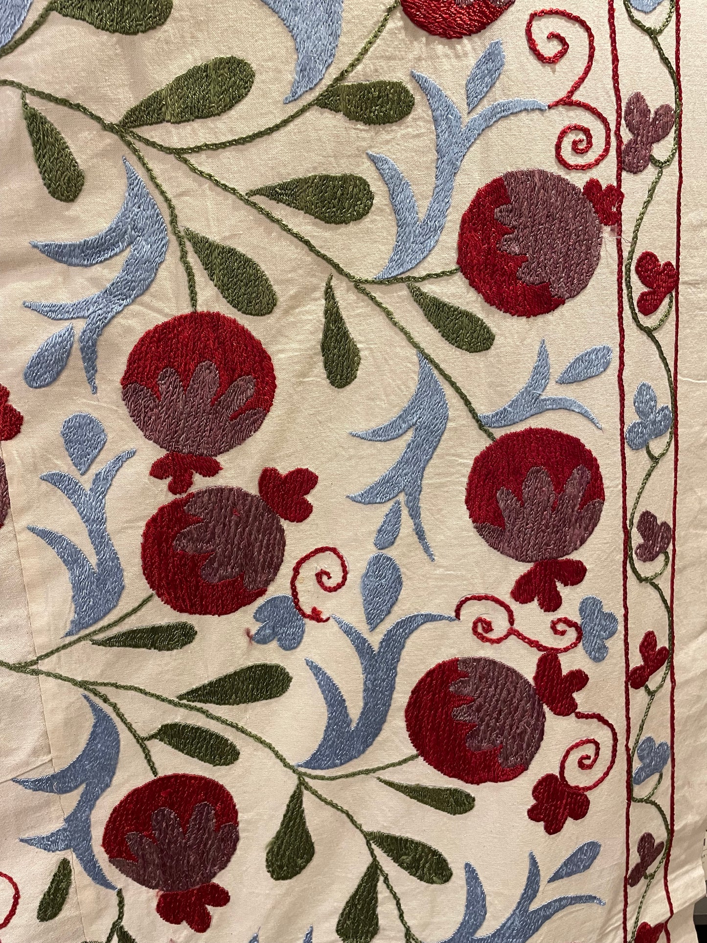 Large Vintage Red Berries Suzani - Upstairs Downstairs Interiors