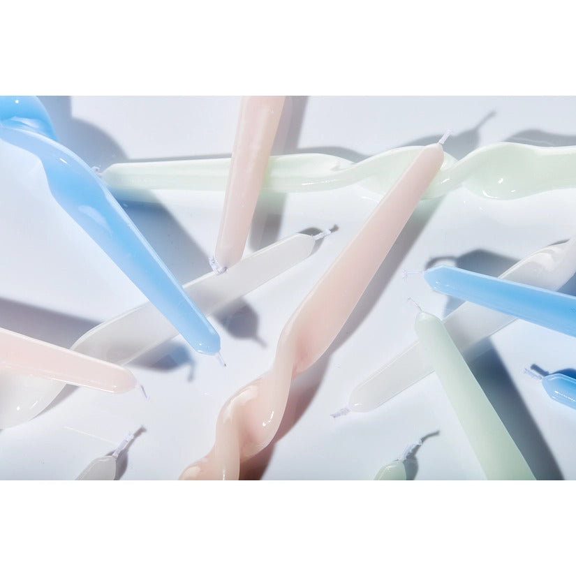 Ice Blue Gloss Twist Dinner Candles