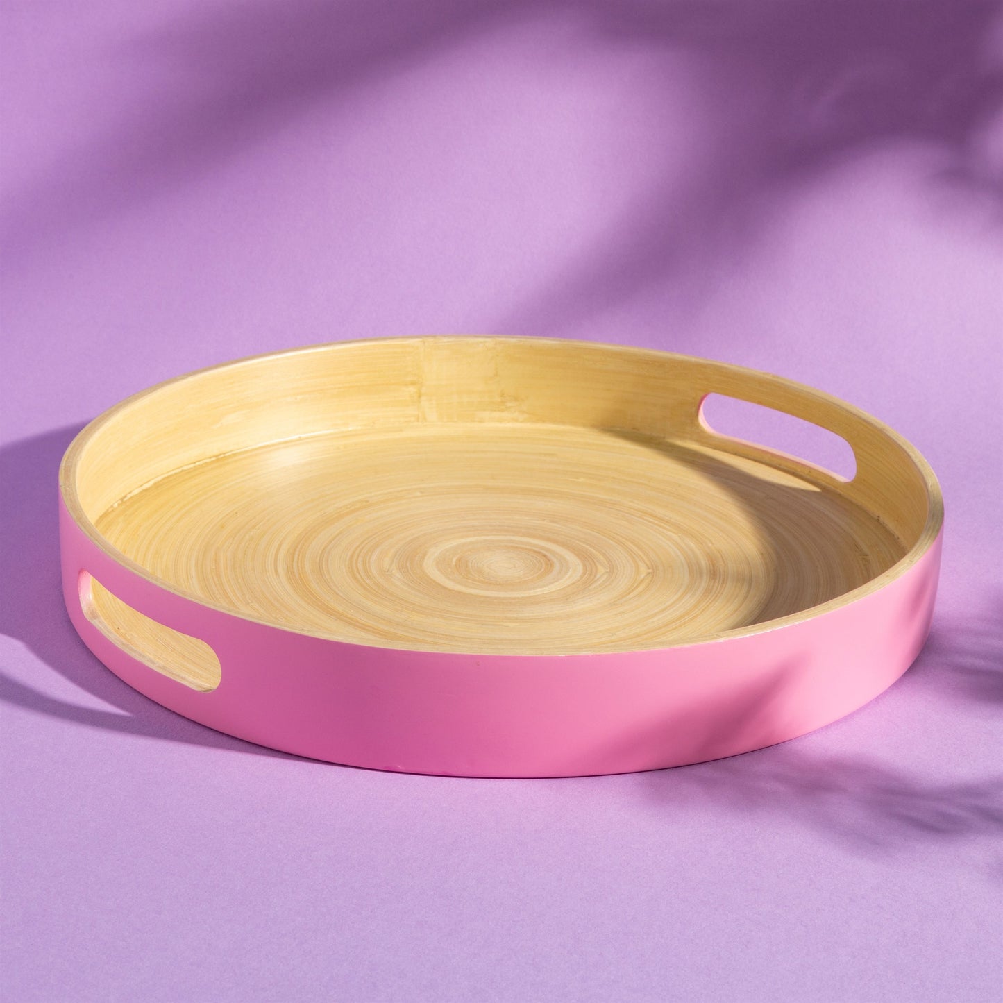 Pink Round Bamboo Tray