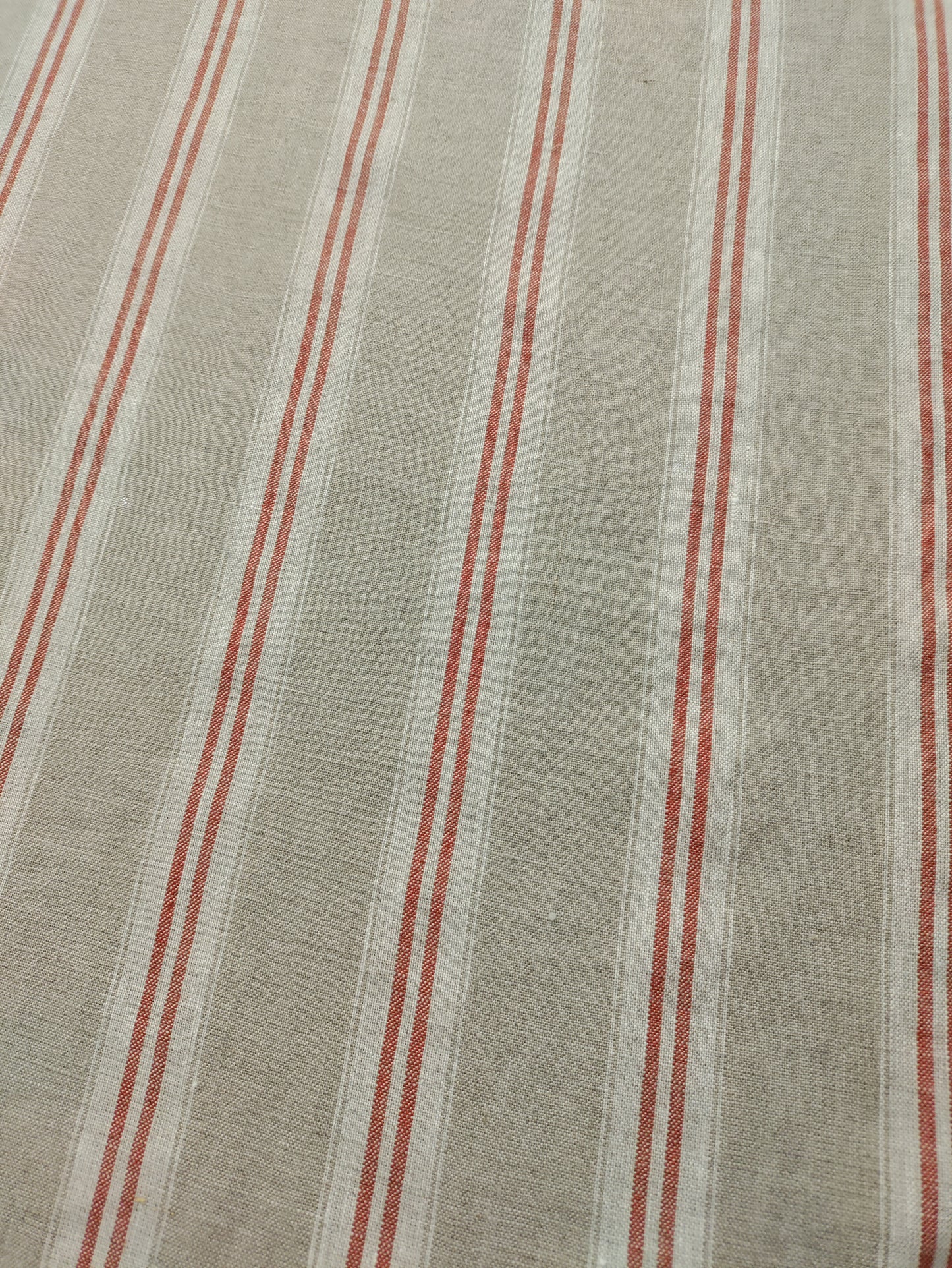 Washed Linen French Stripe - Red