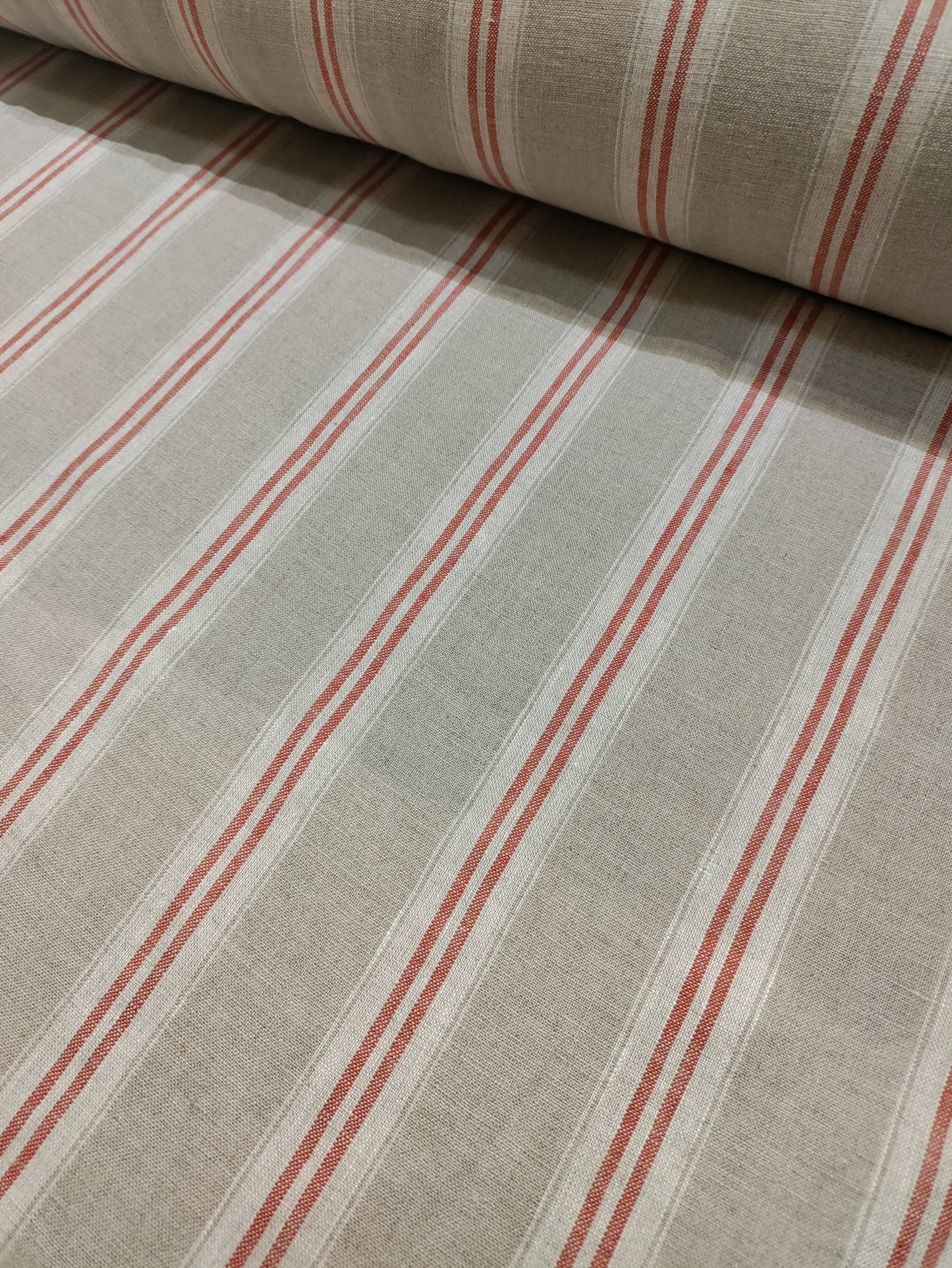 Washed Linen French Stripe - Red