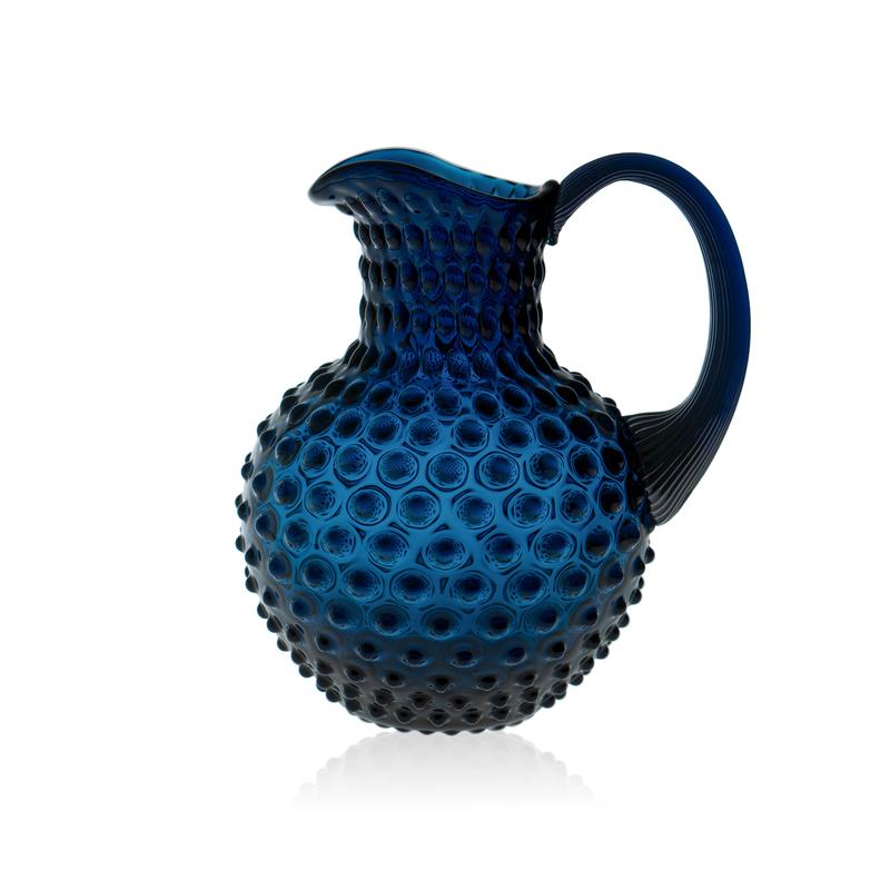 Royal Blue Hobnail Glass Jug - Upstairs Downstairs Interiors