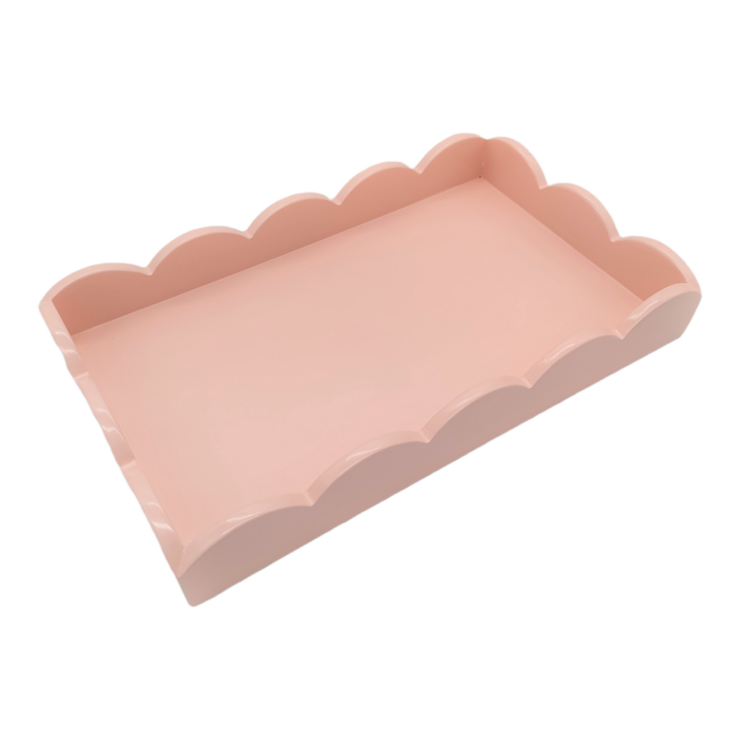 Rose Pink Small Scalloped Tray - Upstairs Downstairs Interiors