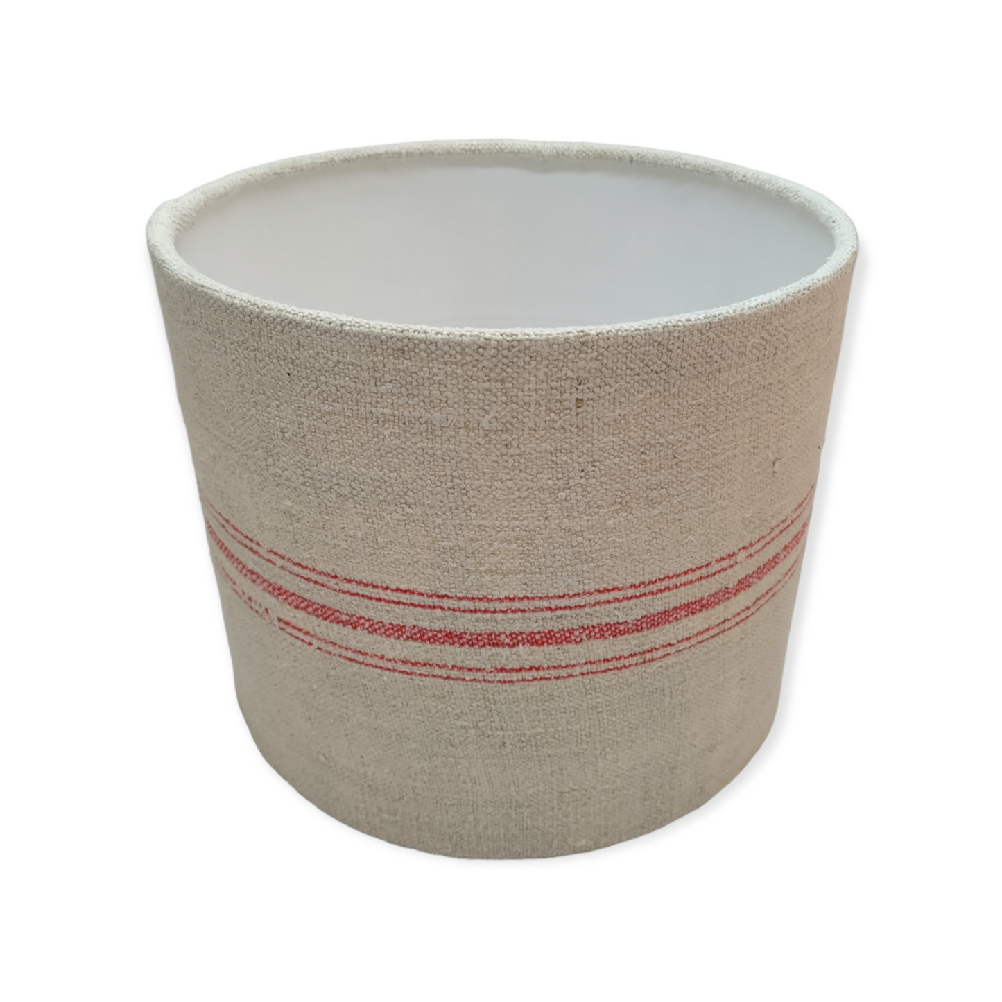 Thin Red Stripes Vintage French Linen Grain Sack Lampshade