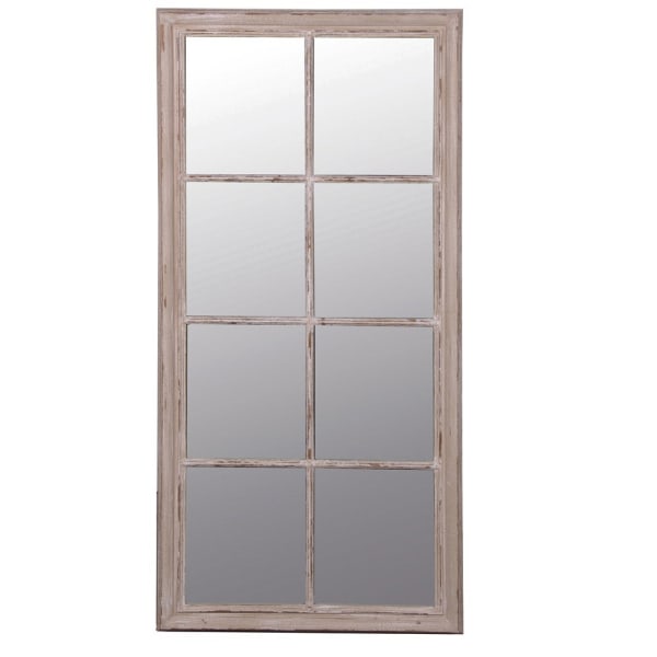 Large Taupe Window Pane Mirror