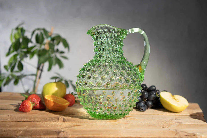 Light Green Hobnail Glass Jug - Upstairs Downstairs Interiors