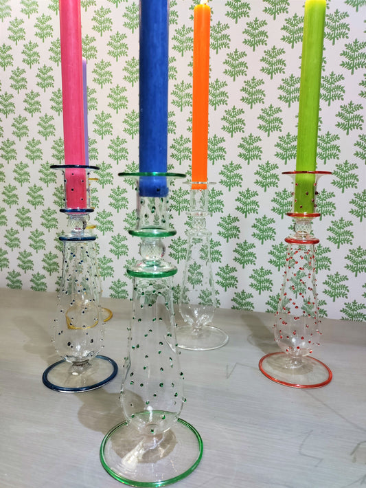 Dotty Glass Candle Holder - Upstairs Downstairs Interiors
