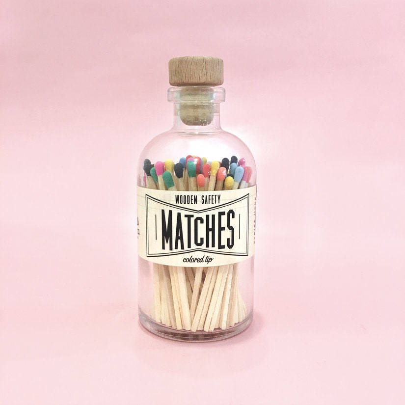 Bottled Multicoloured Matches - Upstairs Downstairs Interiors
