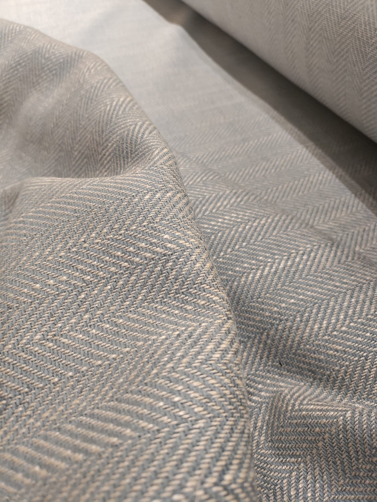 Powder Blue Herringbone - Upstairs Downstairs Interiors