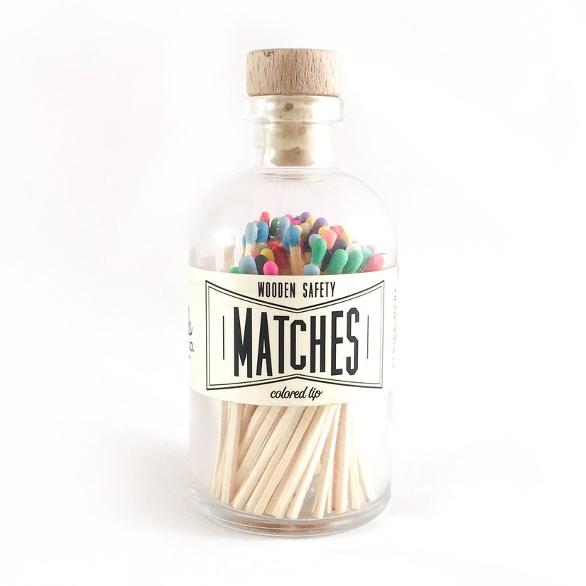 Bottled Multicoloured Matches - Upstairs Downstairs Interiors
