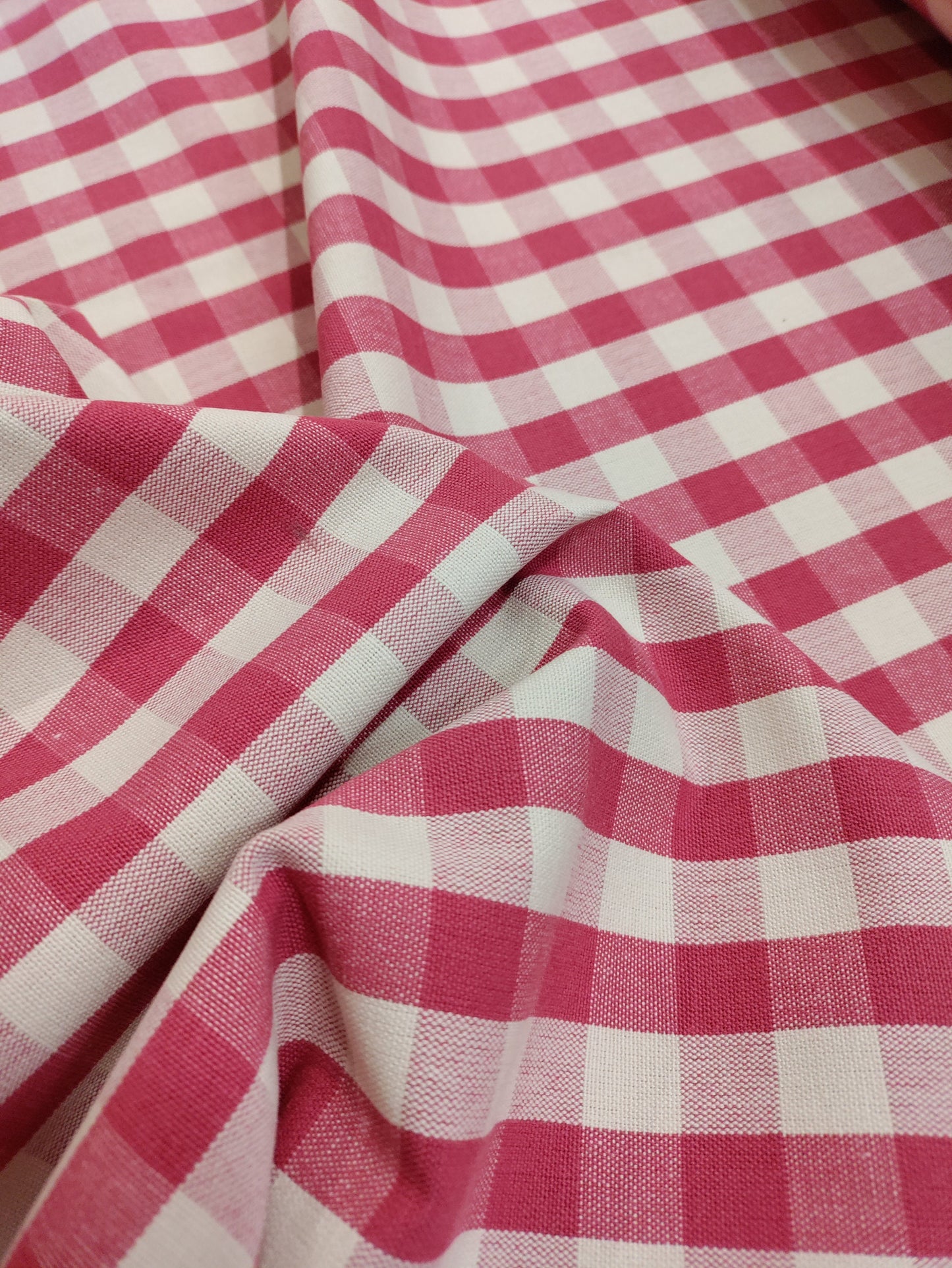 Raspberry Pink Gingham Check - Upstairs Downstairs Interiors