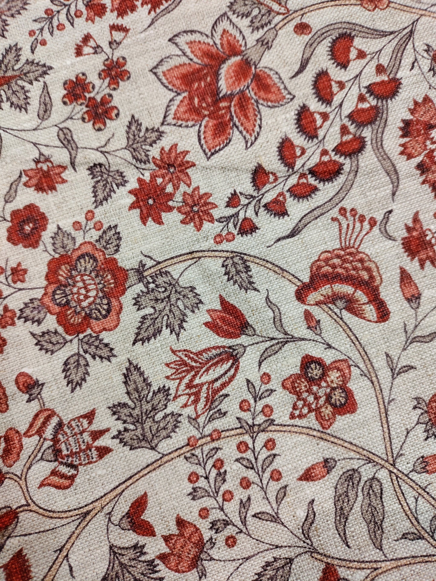 Terracotta Floral Block Print - Upstairs Downstairs Interiors