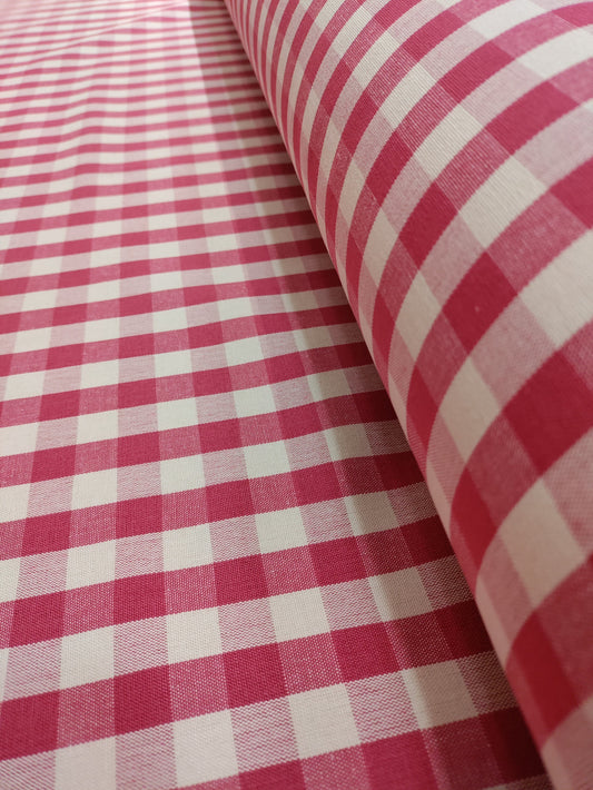 Raspberry Pink Gingham Check - Upstairs Downstairs Interiors