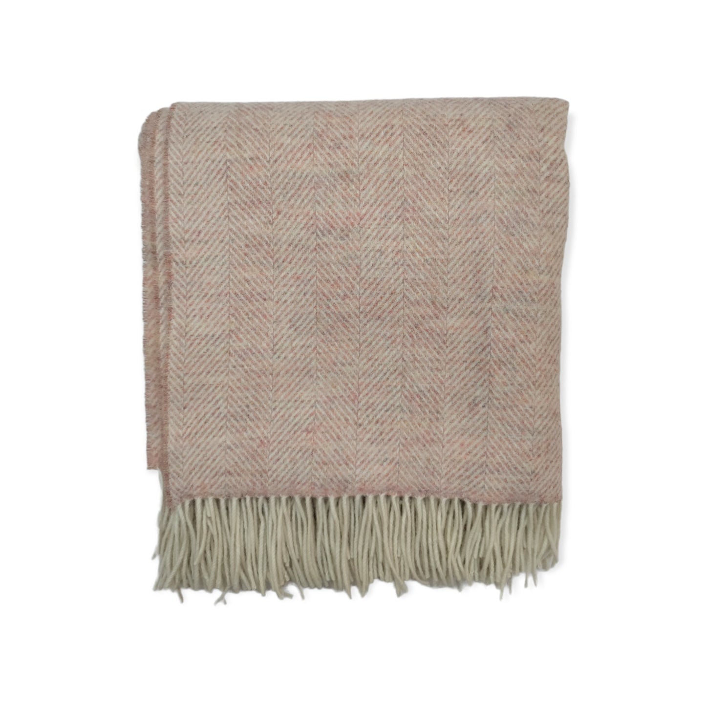 Blush Pink Herringbone 100% Lambswool Throw