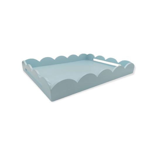 Powder Blue Medium Scalloped Tray - Upstairs Downstairs Interiors