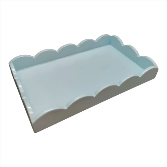 Powder Blue Small Scalloped Tray - Upstairs Downstairs Interiors