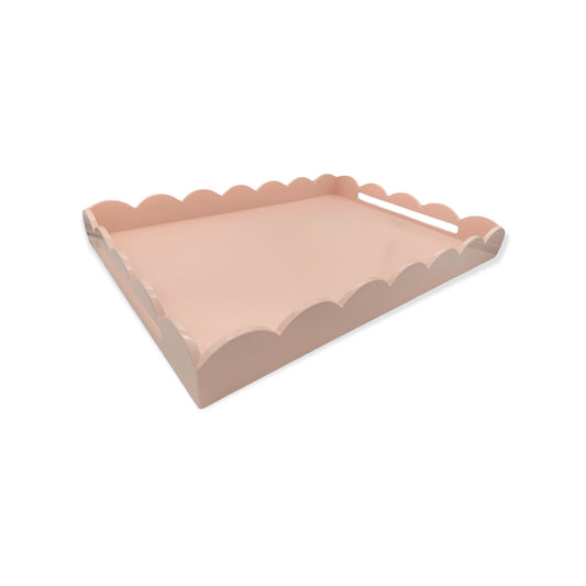 Rose Pink Large Scalloped Tray - Upstairs Downstairs Interiors