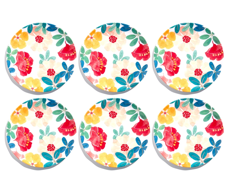 Floral Melamine Plates (set of 2)