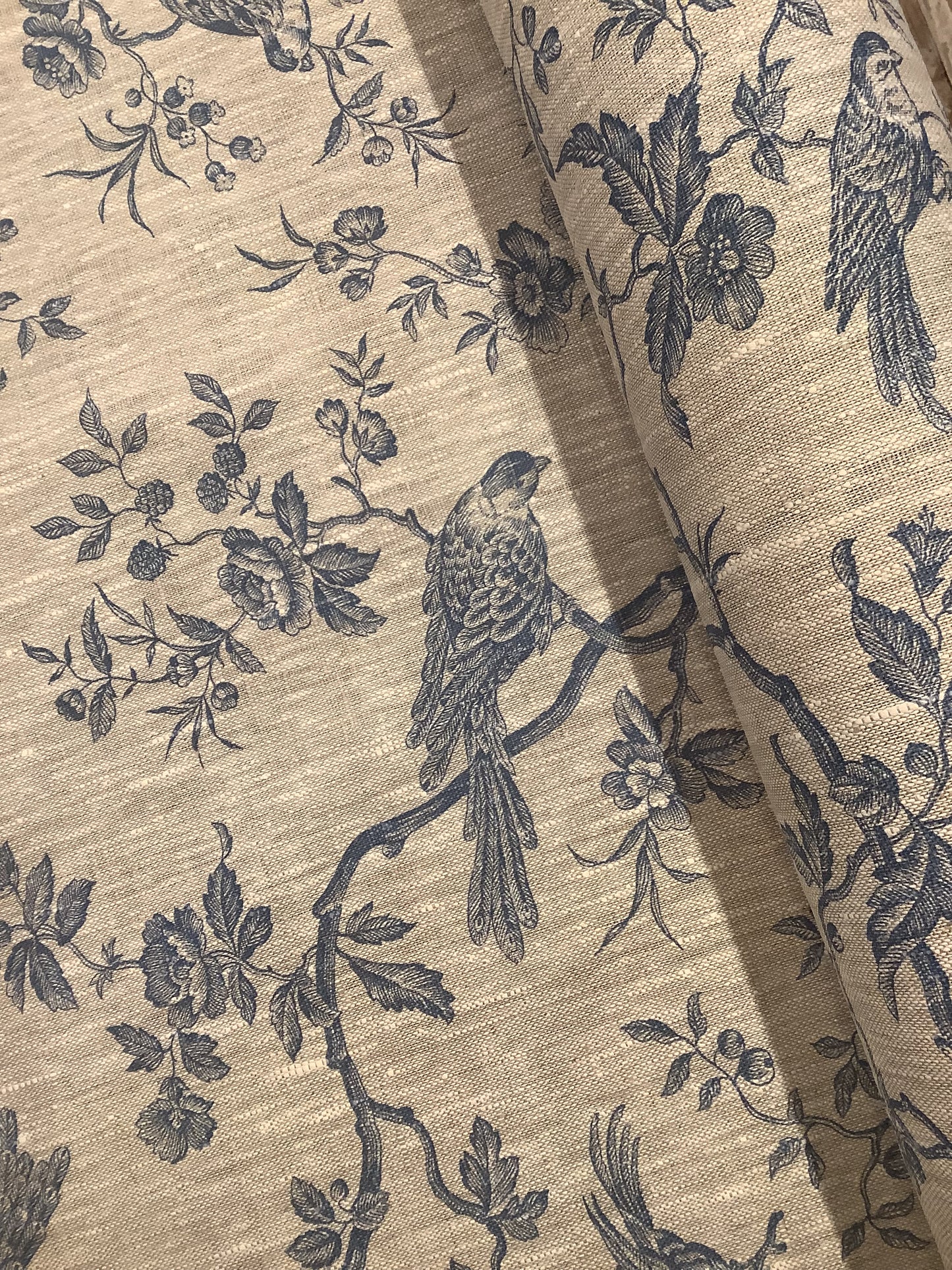 Blue Bird Toile Linen