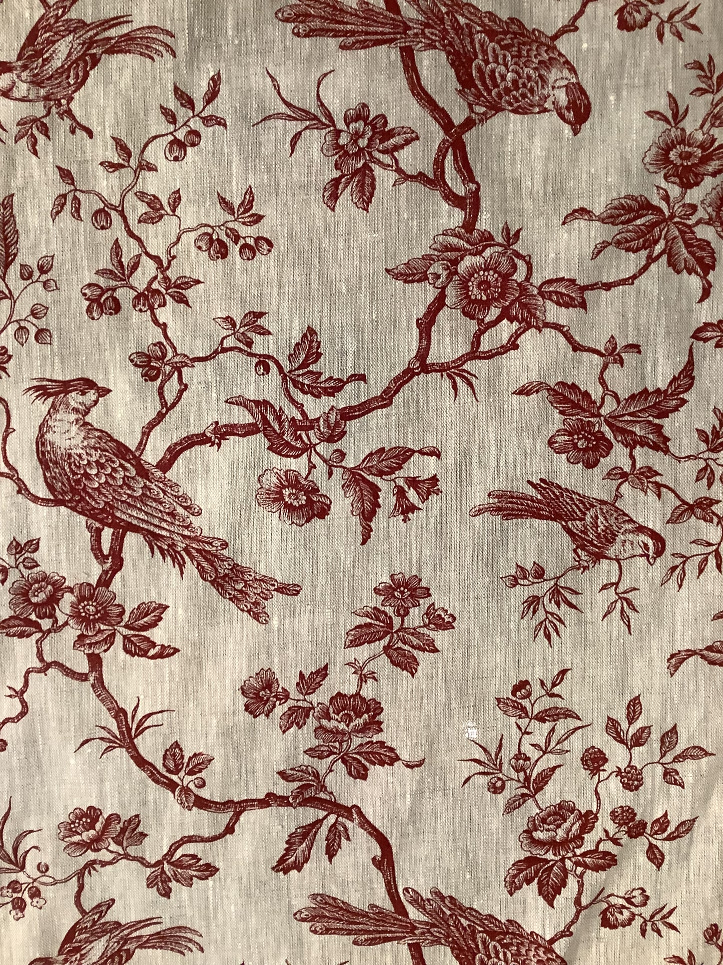 Red Bird Toile Linen