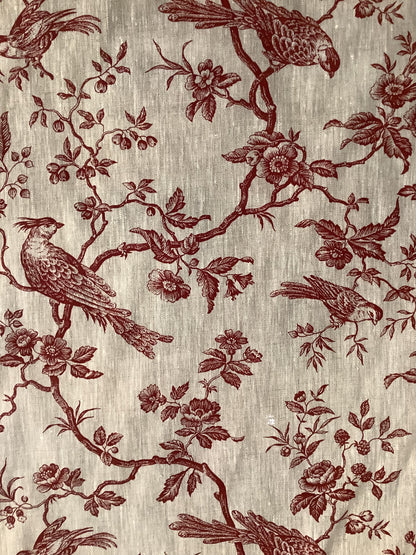 Red Bird Toile Linen