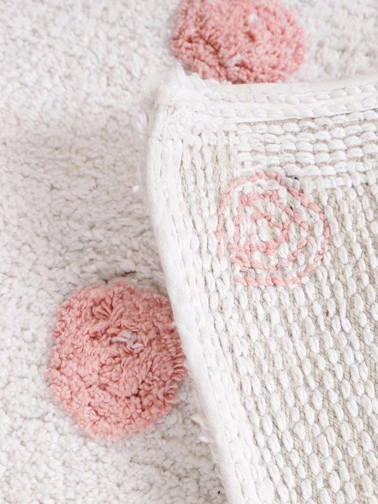 Pink & White Spot Tufted Bath Mat
