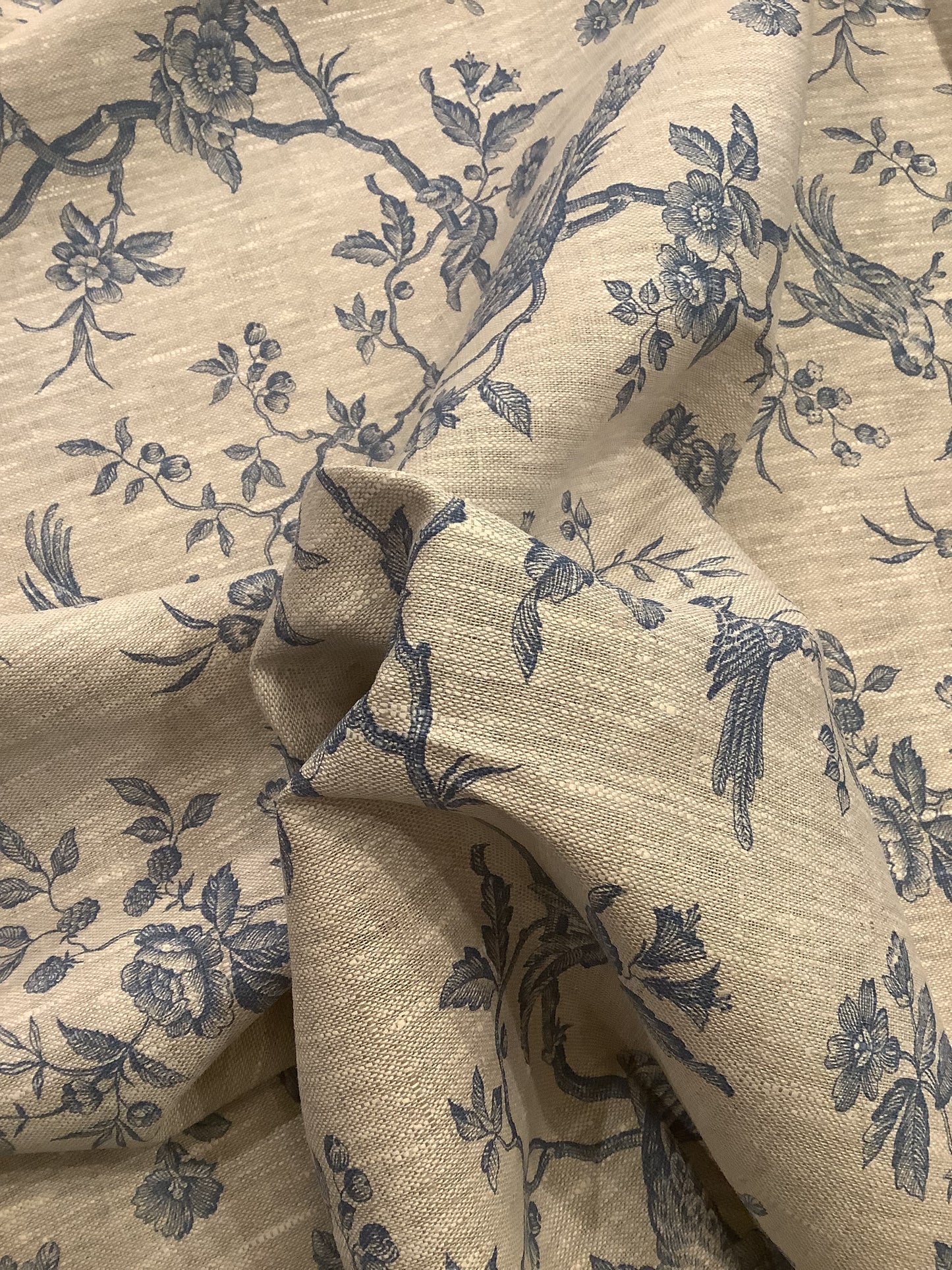 Blue Bird Toile Linen