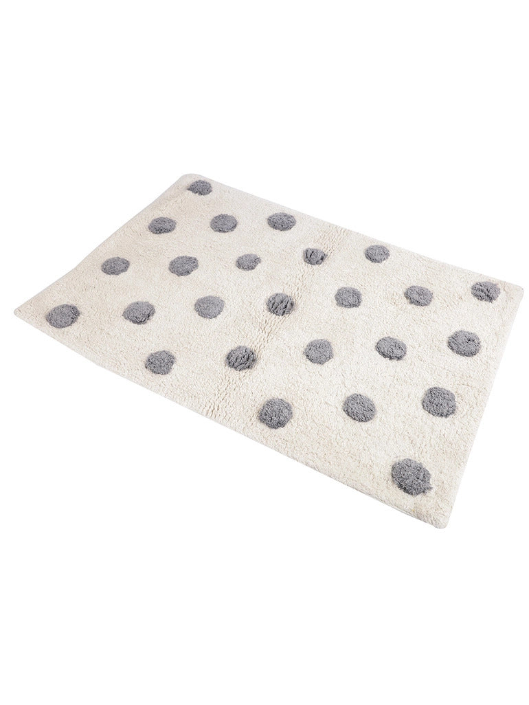 Grey & White Spot Tufted Bath Mat