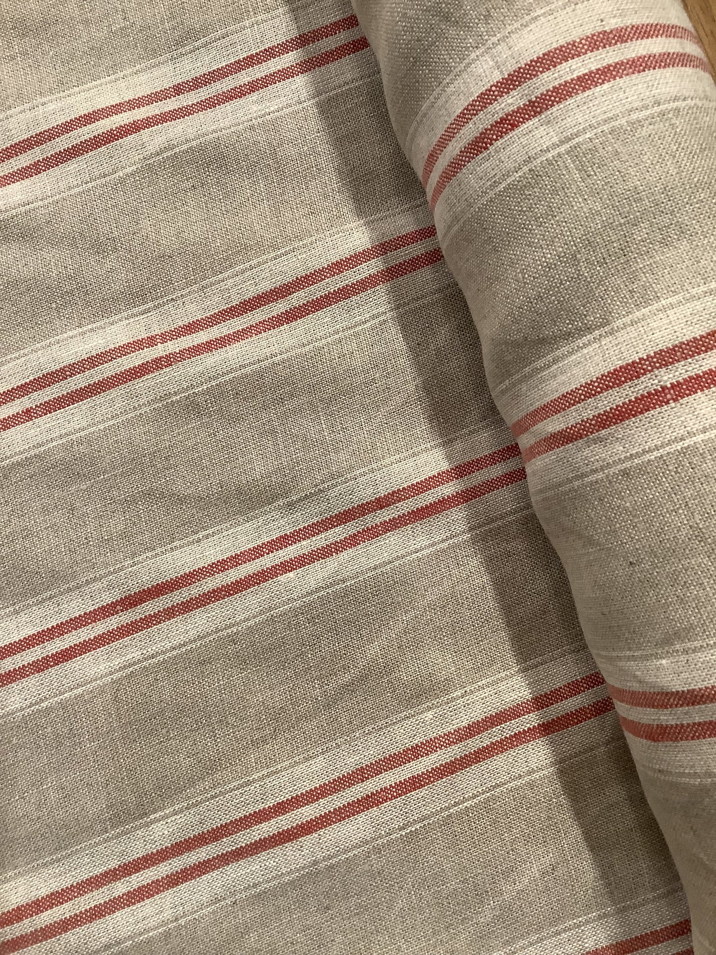 Washed Linen French Stripe - Red