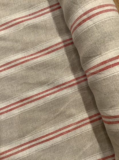 Washed Linen French Stripe - Red