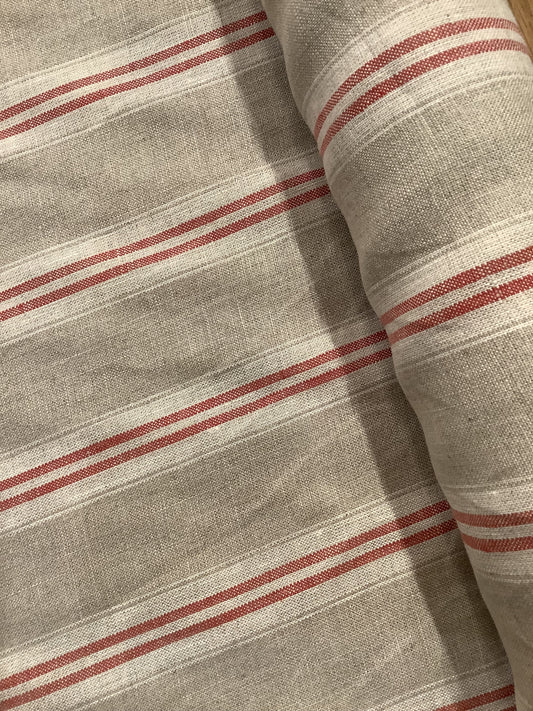 Washed Linen French Stripe - Red