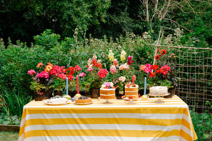 Yellow & White Tablecloth - Upstairs Downstairs Interiors
