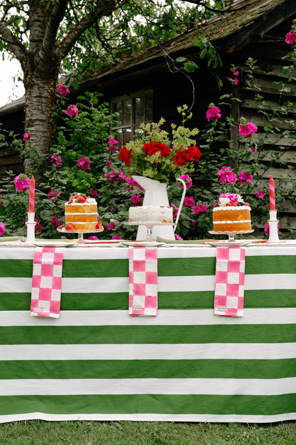 Green Stripe Tablecloth - Upstairs Downstairs Interiors