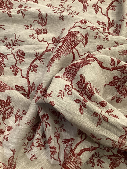 Red Bird Toile Linen