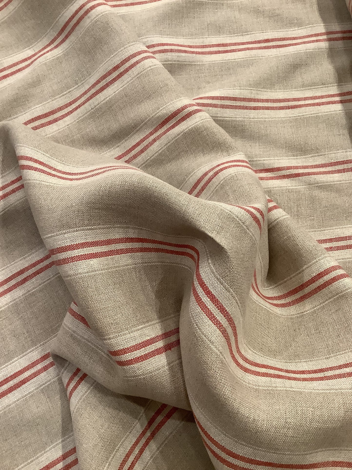 Washed Linen French Stripe - Red