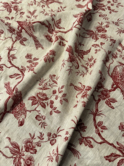 Red Bird Toile Linen