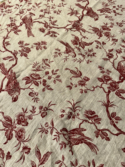 Red Bird Toile Linen