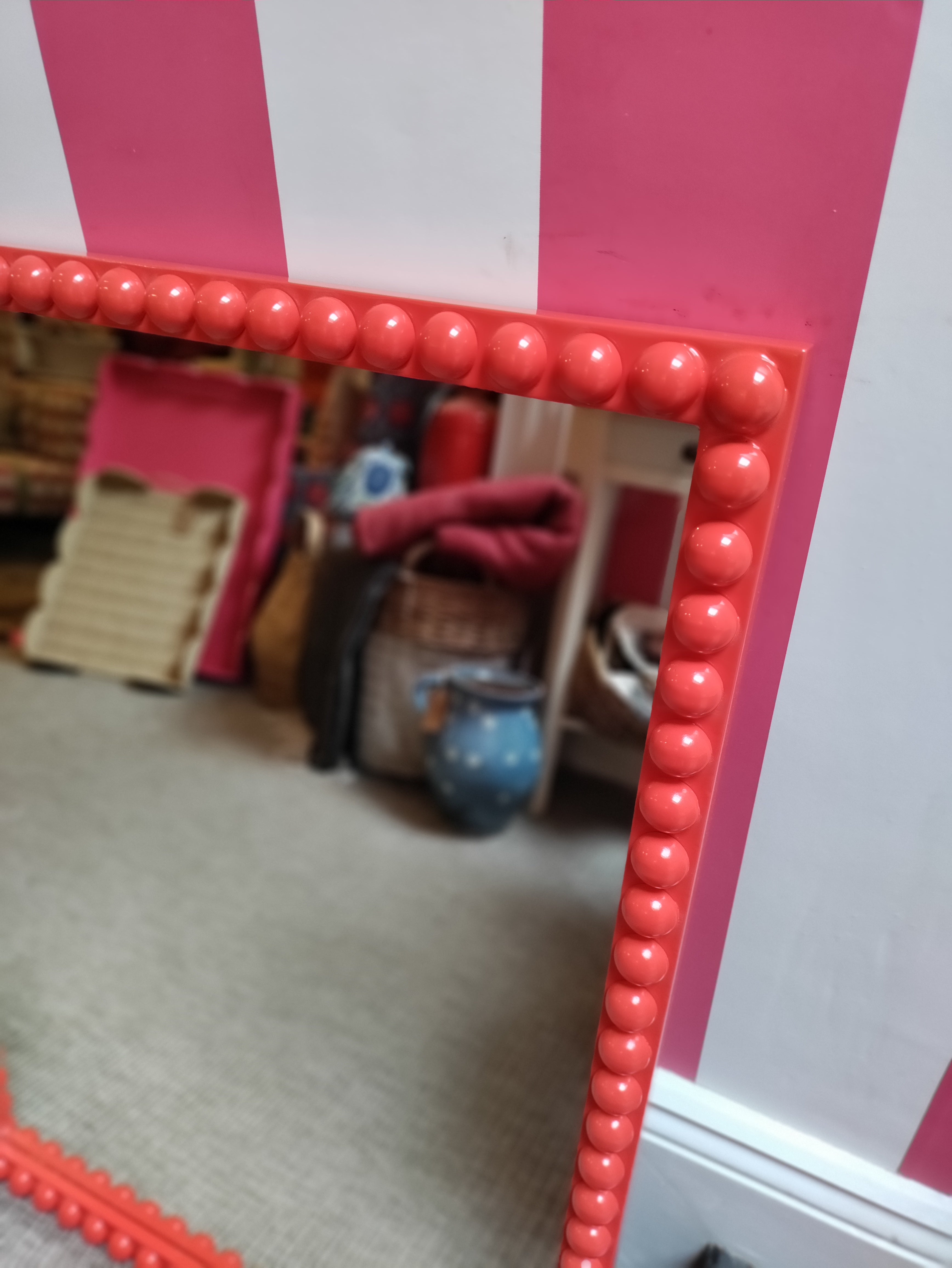 Bobbin Mirror - Atomic Red – Upstairs Downstairs Interiors