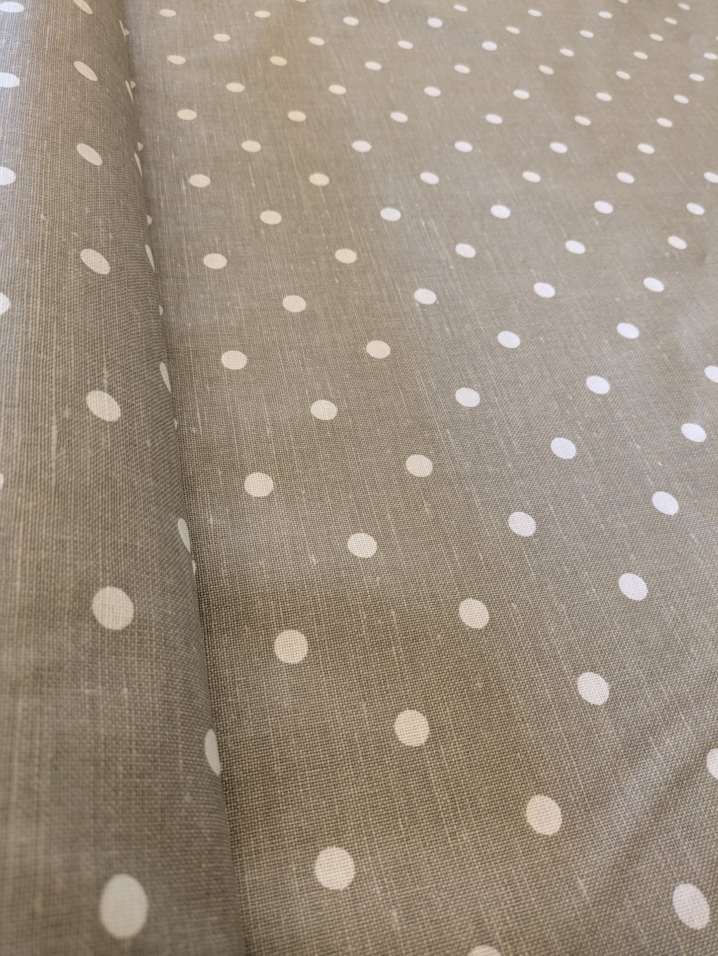 Natural Linen Polka Dot