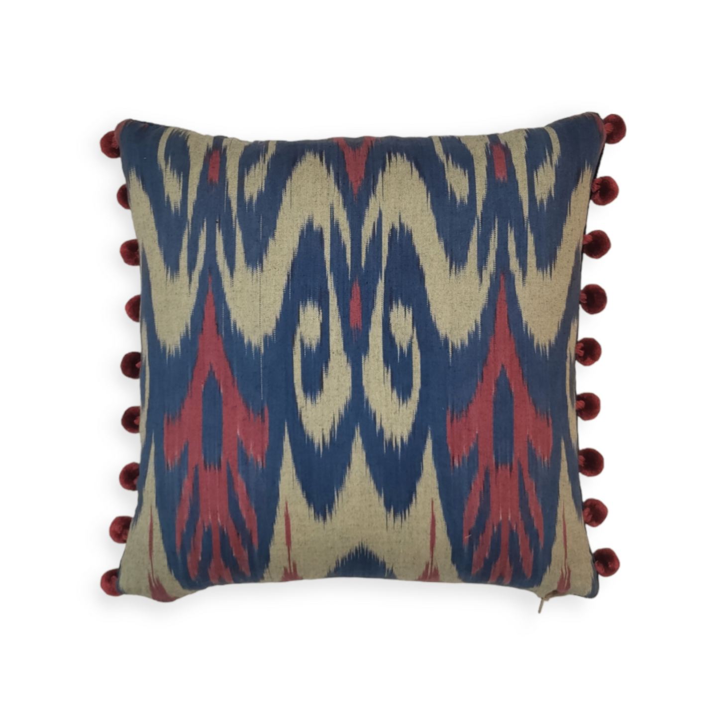 Blue and Red Ikat Cushion