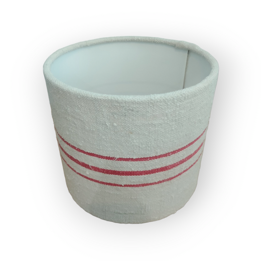 Red Stripe Vintage French Linen Grain Sack Lampshade
